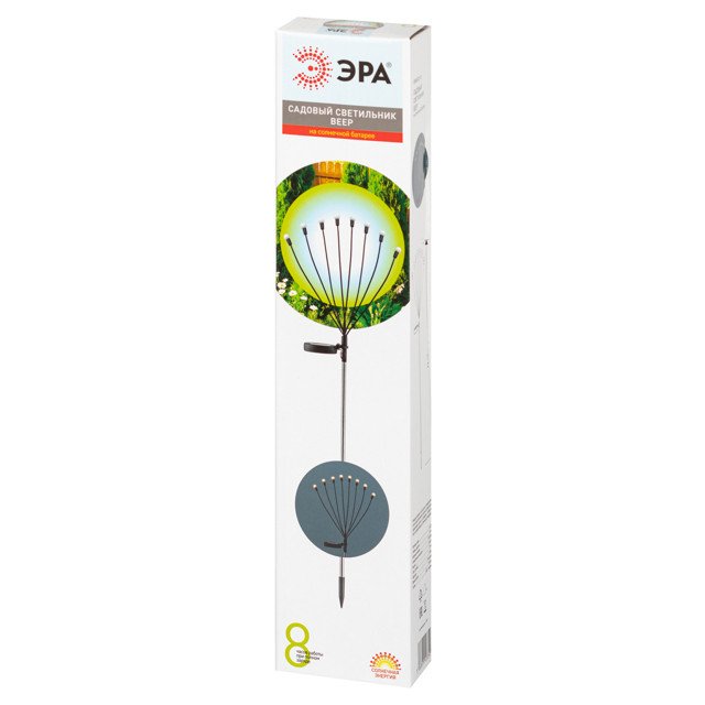 светильник садовый ЭРА Веер на солнечной батарее 0,3Вт 72см 8LED