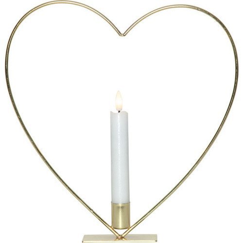 Светильник декоративный Свеча в сердце латунь, теплый белый, 28 х 28 см